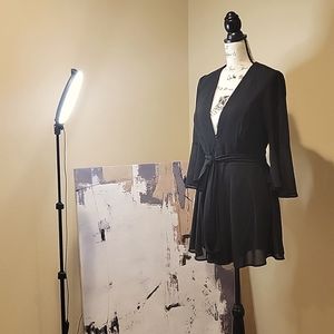 3/4 sleeve deep v-neck romper